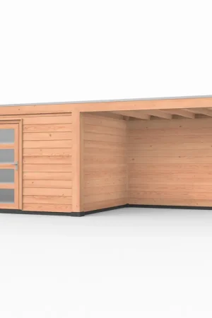 Must-Have Douglas overkapping, 750 x 300, met schuur en achterwand, Westwood Modern